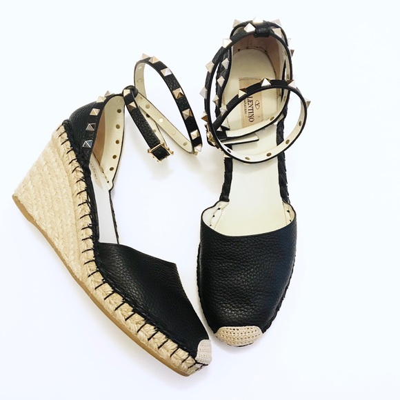 Valentino Shoes - Valentino Rockstud Espadrille Wedge.